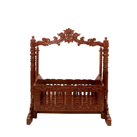 Irish Intricately Heritage Carved Wooden Handmade Crib Cradle