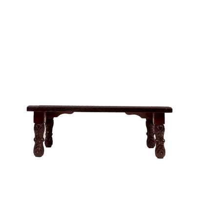 Dark Tone Carved Legs Wooden Folding Table