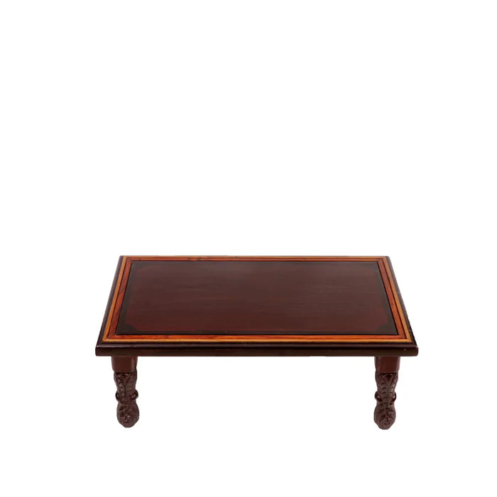 Dark Tone Carved Legs Wooden Folding Table