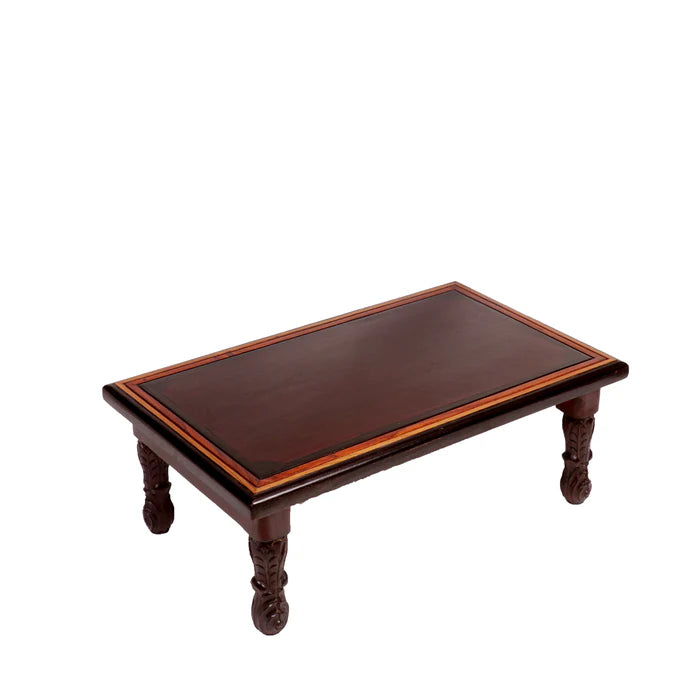 Dark Tone Carved Legs Wooden Folding Table