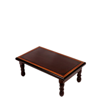 Dark Tone Carved Legs Wooden Folding Table