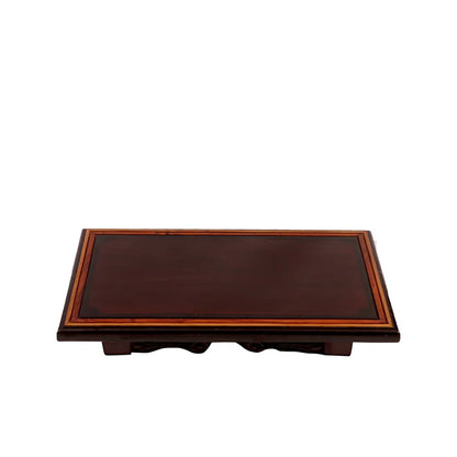 Dark Tone Carved Legs Wooden Folding Table