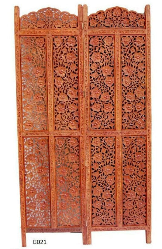 4 Panel Sheesham Wooden Partitions Room Dividers Screen Separators for Living Room