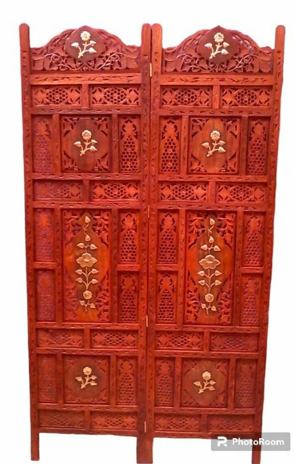 4 Panel Sheesham Wooden Partitions Room Dividers Screen Separators for Living Room