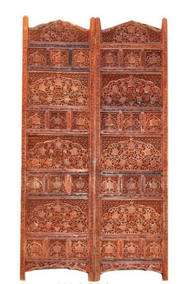 4 Panel Sheesham Wooden Partitions Room Dividers Screen Separators for Living Room