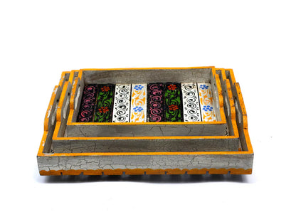 Distressed Painted Tray Set