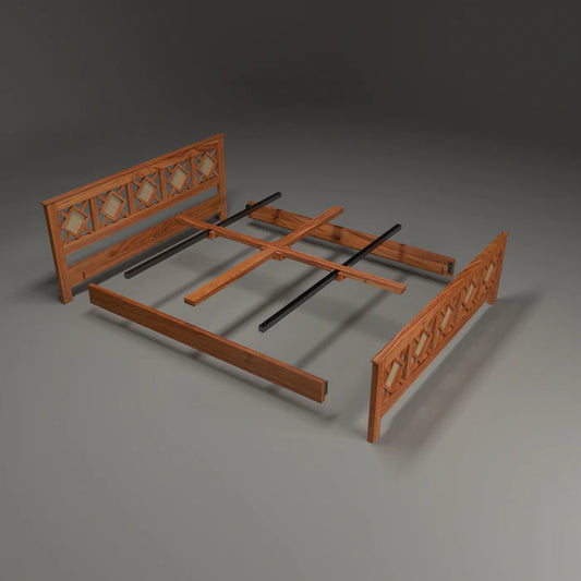 Solid wood Cane Diamond shape Bed