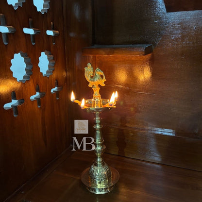 Decorative brass deepam pair for Hindu pooja room