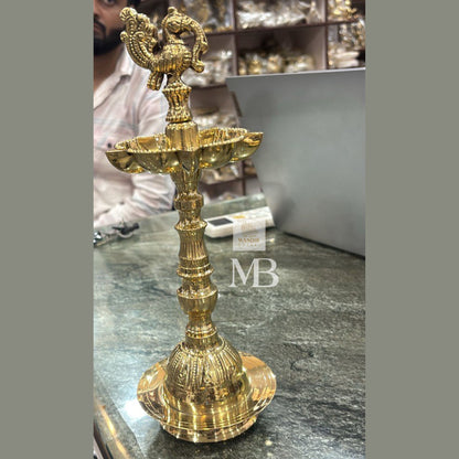 Brass peacock standing diya pair for home temple
