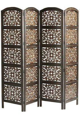 Wooden Partitions - Wood Room Divider Partition for Living Room 4 Panels - Room Separators Screen Panel for Home & Kitchen to be Placed in Zig-Zag