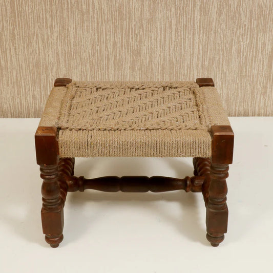 Woven Low Stool - camel colour