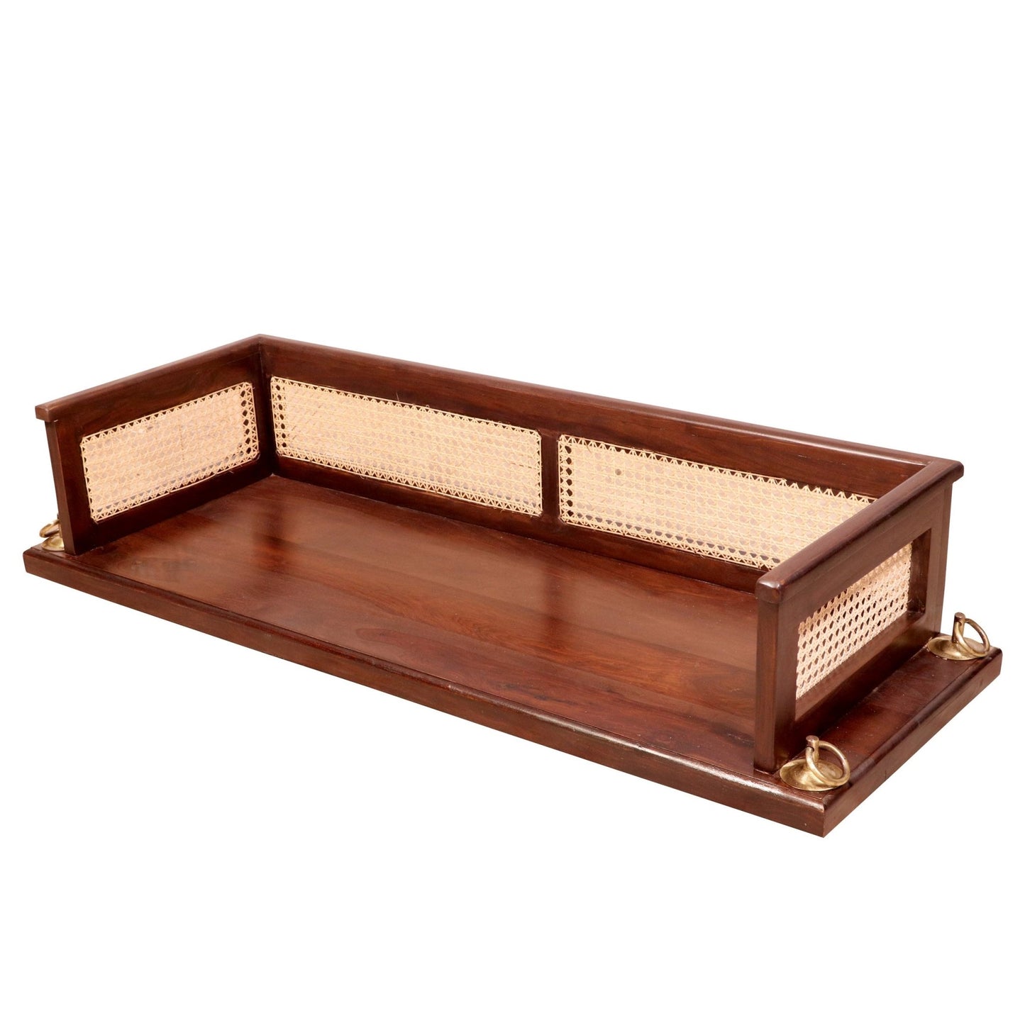 Simple cane boundary wooden swing with comfortable seating