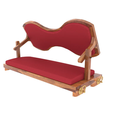 Cherry reddish finish handmade wooden jhula with cushioned seat