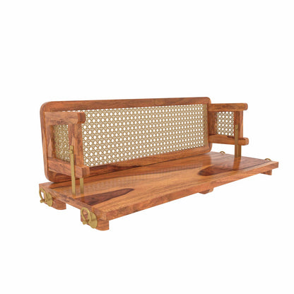 Reversible cane back handmade wooden hanging swing