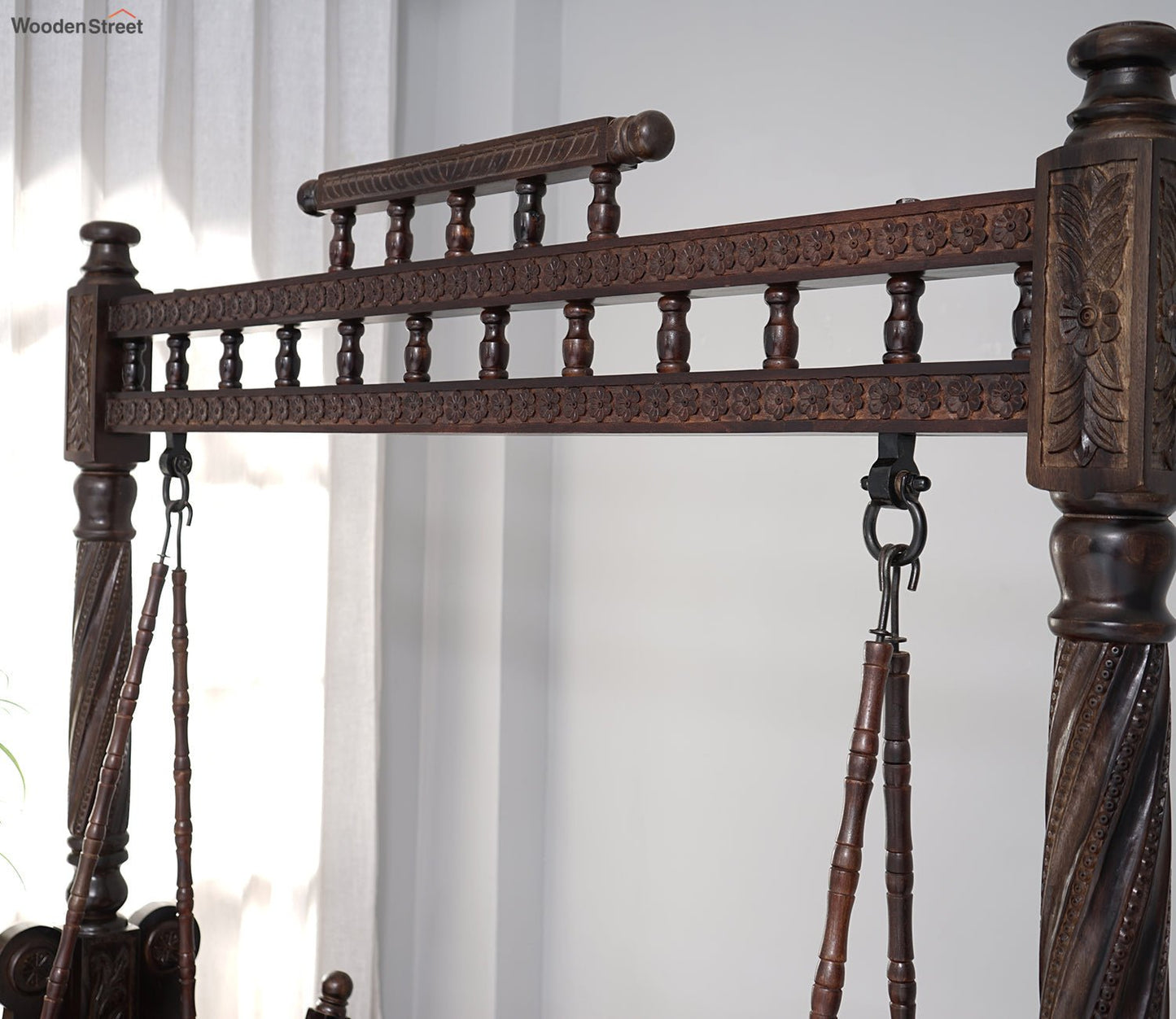 Handcrafted wooden swing chair for living room décor