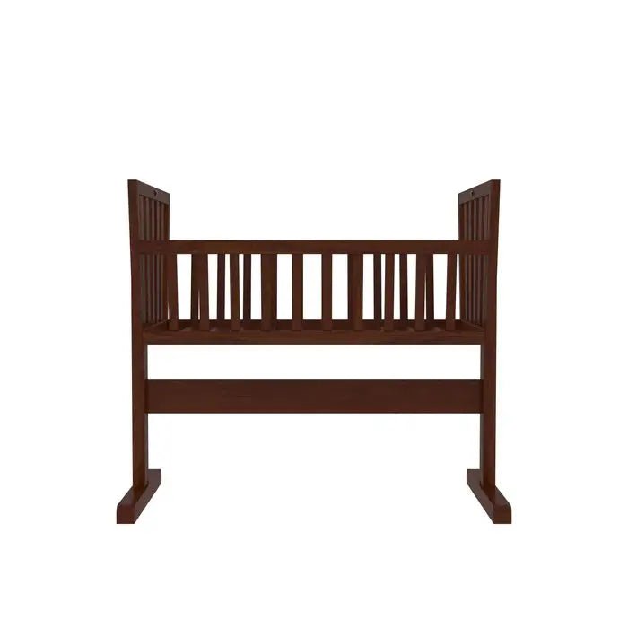 Compact handmade wooden baby cradle for nursery