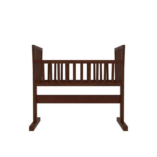 Compact handmade wooden baby cradle for nursery