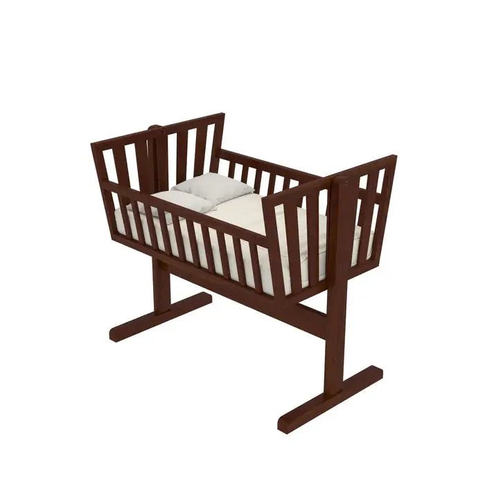 Elegant wooden nursery crib with compact handcrafted design