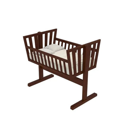 Elegant wooden nursery crib with compact handcrafted design
