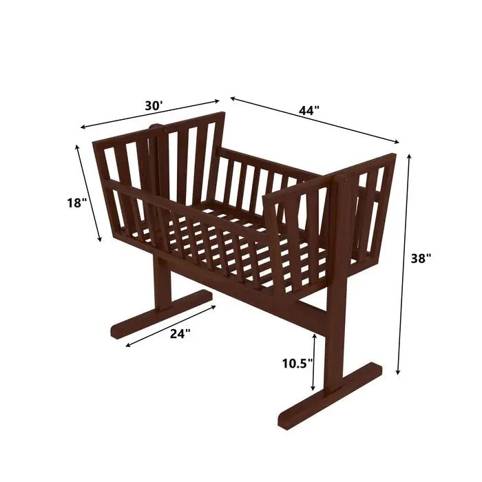 Elegant wooden nursery crib with compact handcrafted design