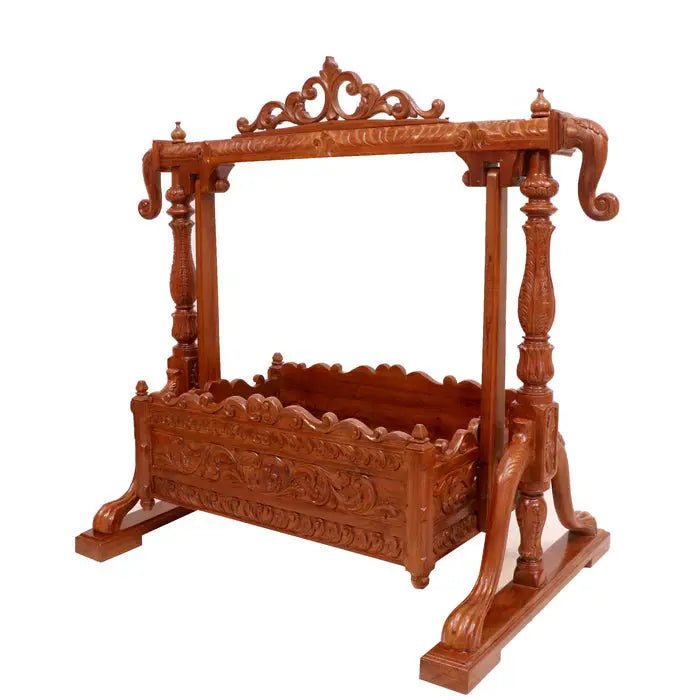 Traditional wooden baby cradle with 57 x 34 x 51 inch dimensions