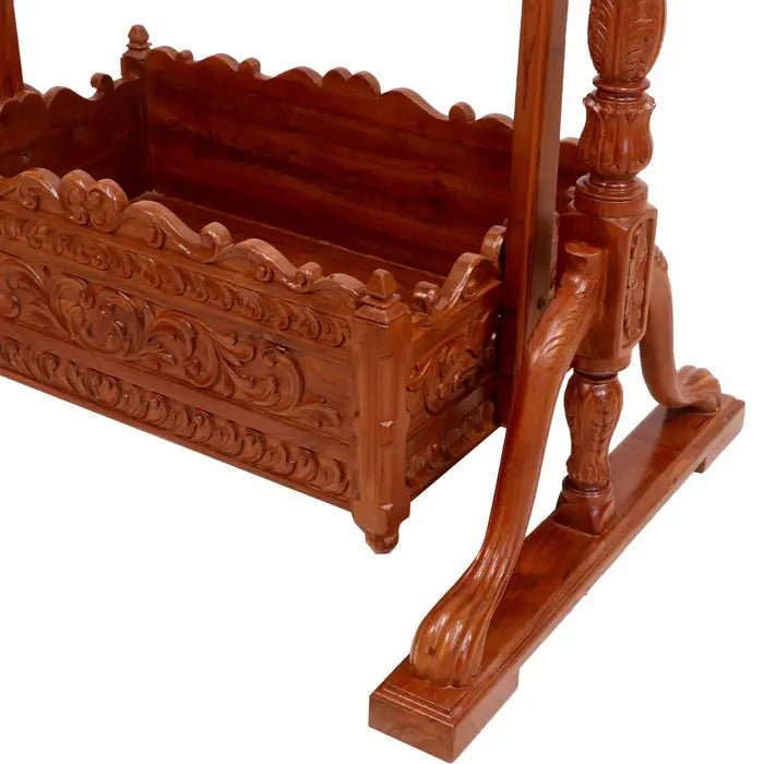 Spacious wooden baby cradle with 36 x 24 x 14 inch cradle area