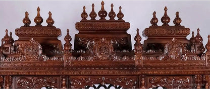 Luxury wooden and marble pooja mandir with spacious altar