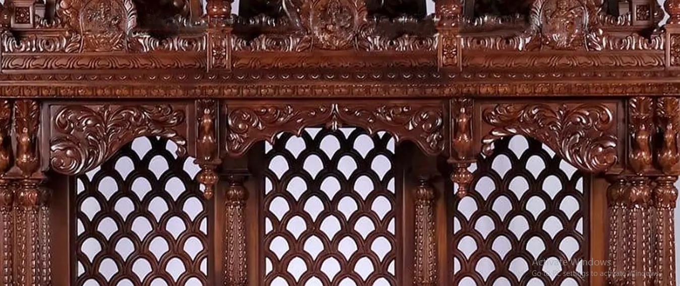 Extra large designer wooden temple with multiple storage drawers