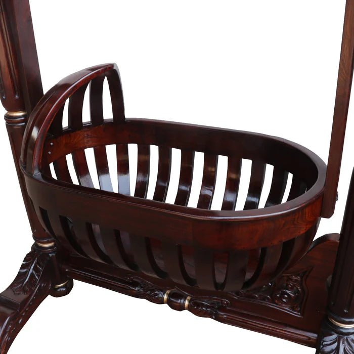 Handcrafted teak wood baby crib for nursery furniture