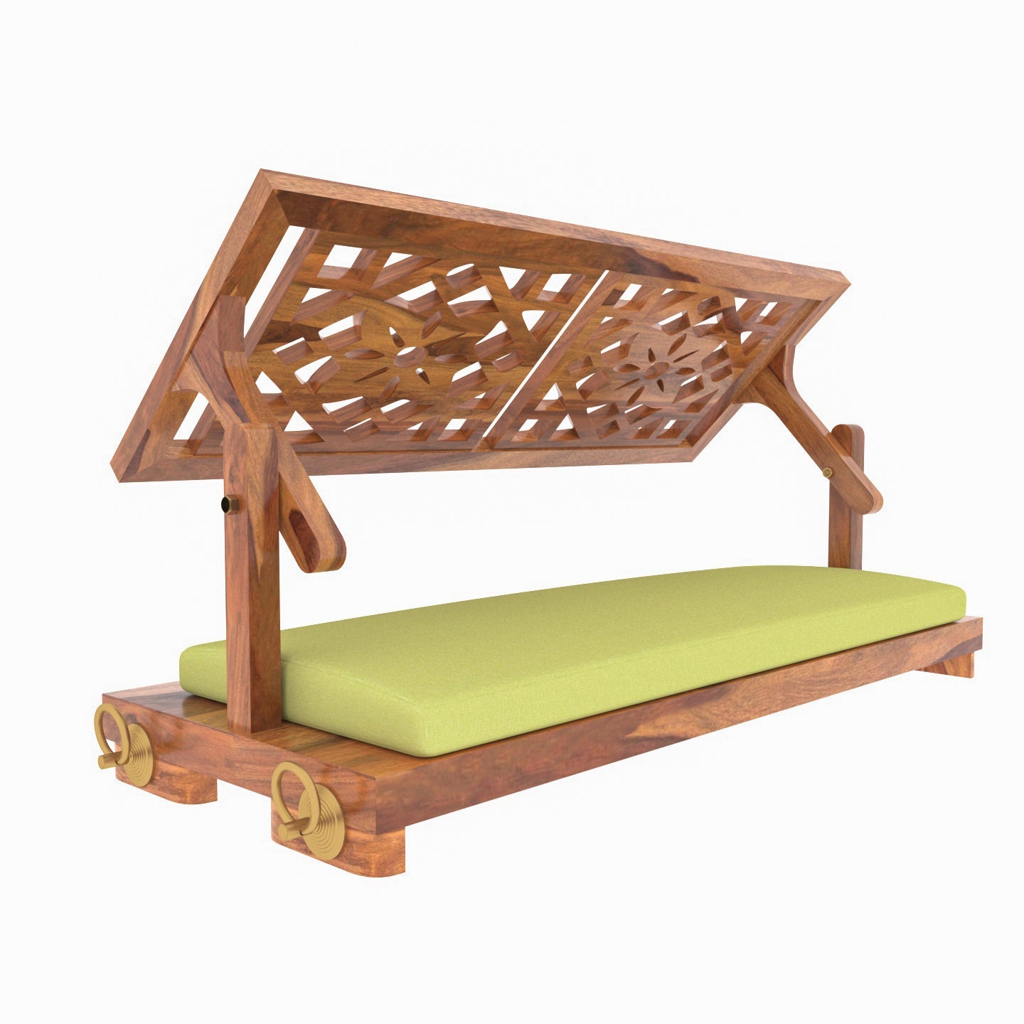 Sheesham or Acacia floral carved wooden swing