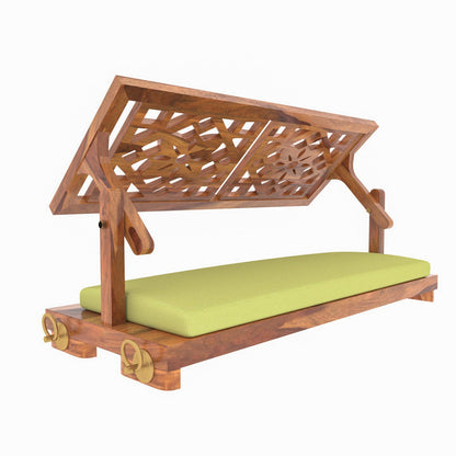 Sheesham or Acacia floral carved wooden swing