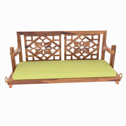Traditional floral carved handmade wooden swing from India