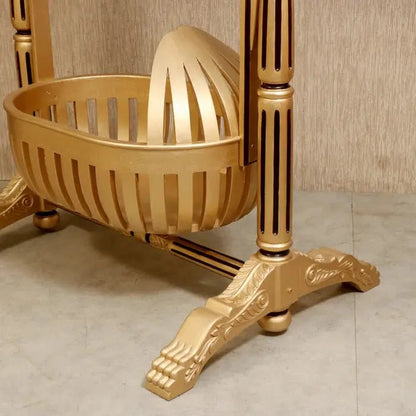 Tall handcrafted baby cradle with 83 inch overall height
