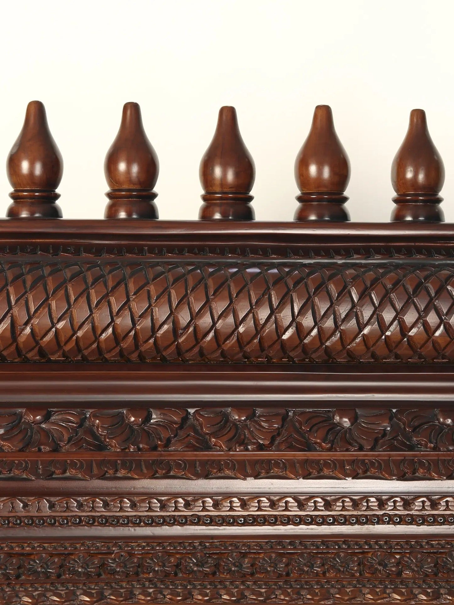 Large hand carved wooden temple for home with traditional pooja mandir design