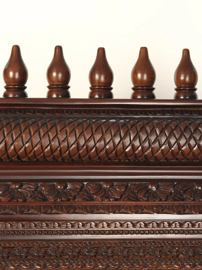 Large hand carved wooden temple for home with traditional pooja mandir design