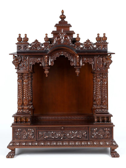 Hand carved wooden temple for home with traditional designer pooja mandir