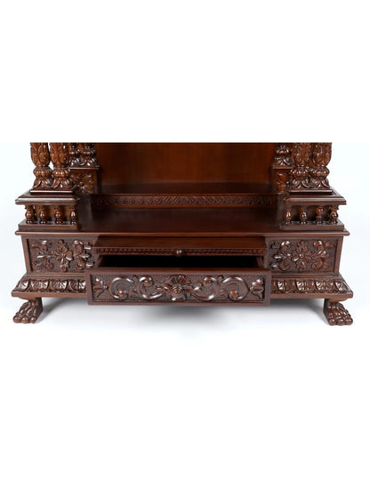 Designer wooden temple for home with spacious prayer altar