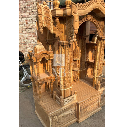 Luxury wooden pooja mandir with ornate traditional craftsmanship