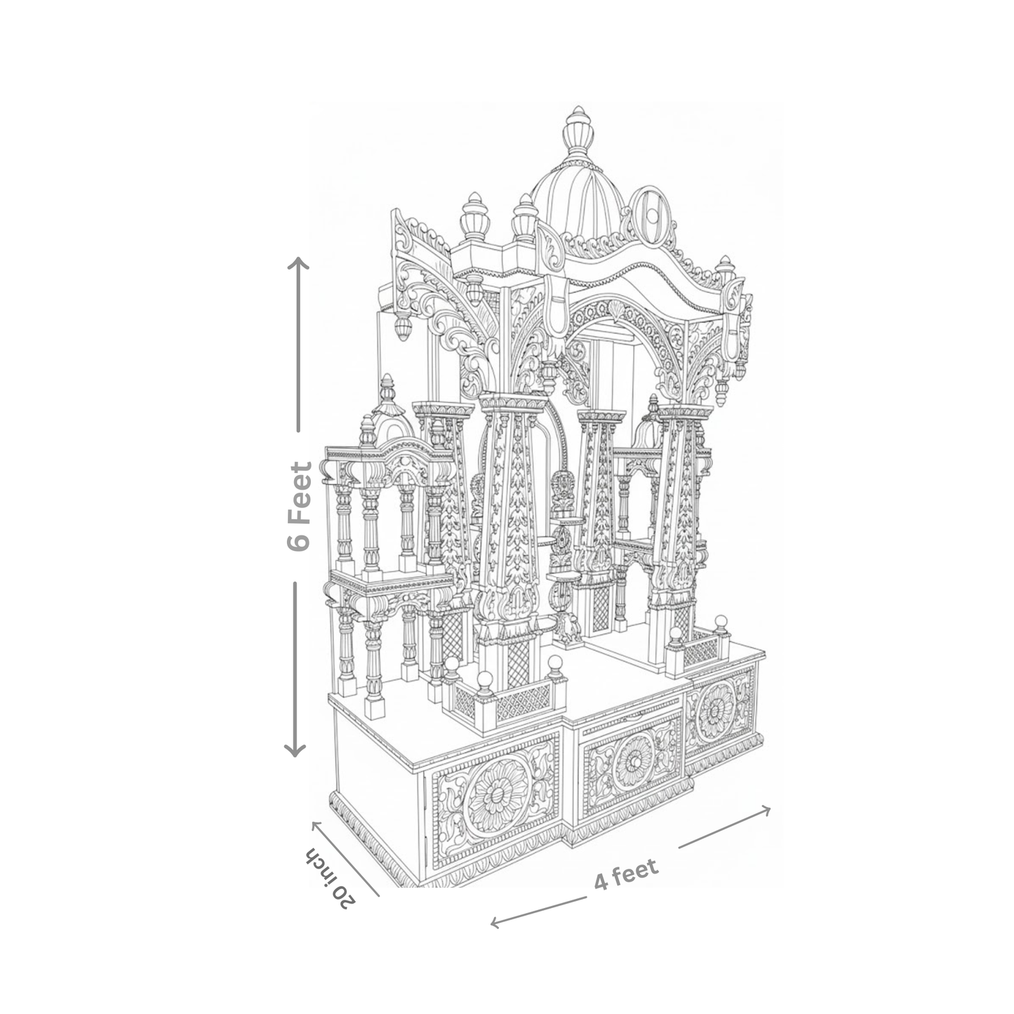 Luxury wooden pooja mandir with ornate traditional craftsmanship