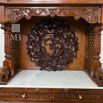 50 inch wooden pooja mandir size guide with 36 inch width and 28 inch depth