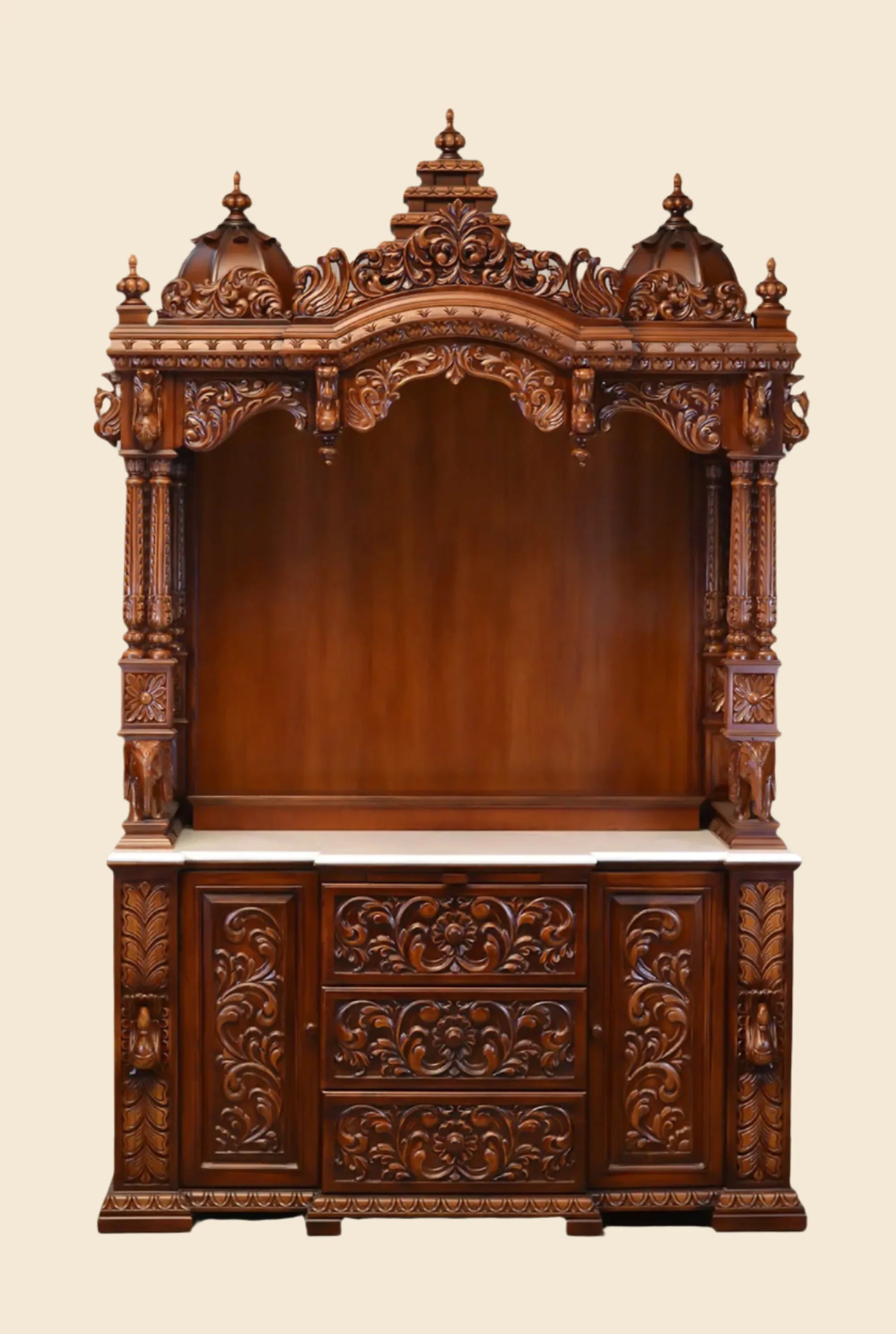 Large handcrafted wooden mandir for home