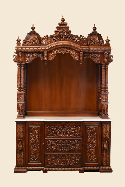 Large handcrafted wooden mandir for home