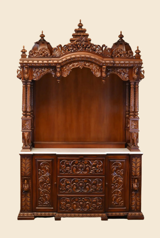 Large handcrafted wooden mandir for home