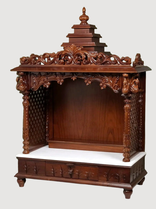 Handmade wooden temple for home with traditional Indian designer pooja mandir