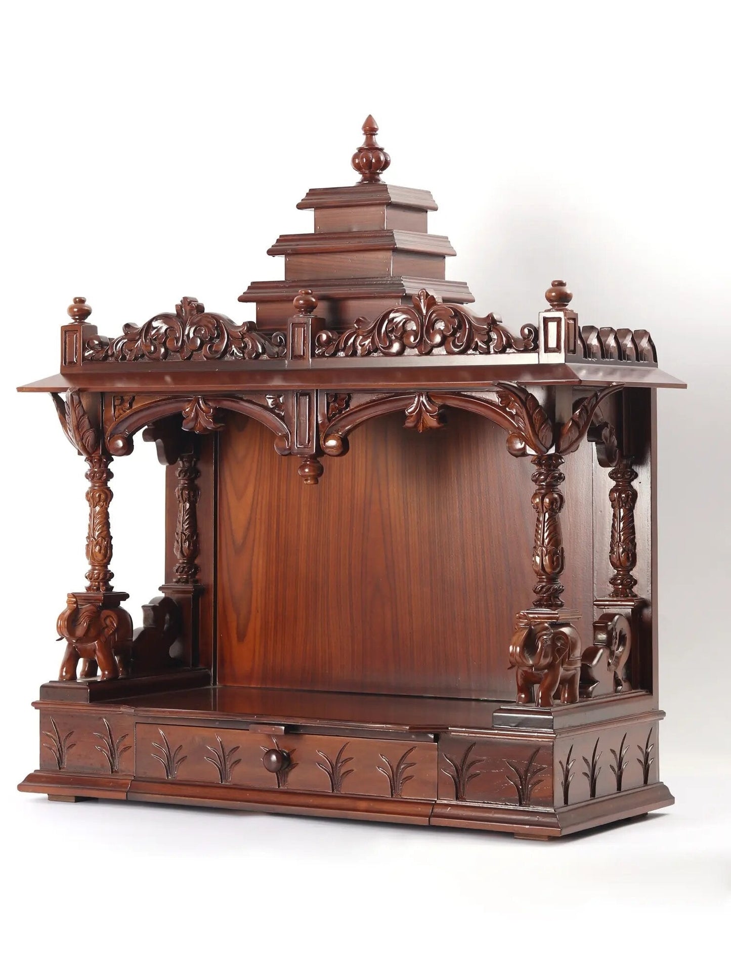 Designer wooden temple with spacious prayer altar