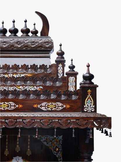 Large handcrafted wooden Hindu temple for home prayer room