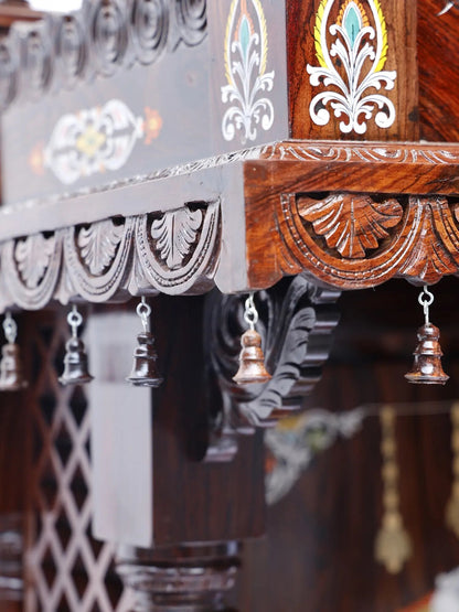Grand handmade wooden home temple with spacious altar