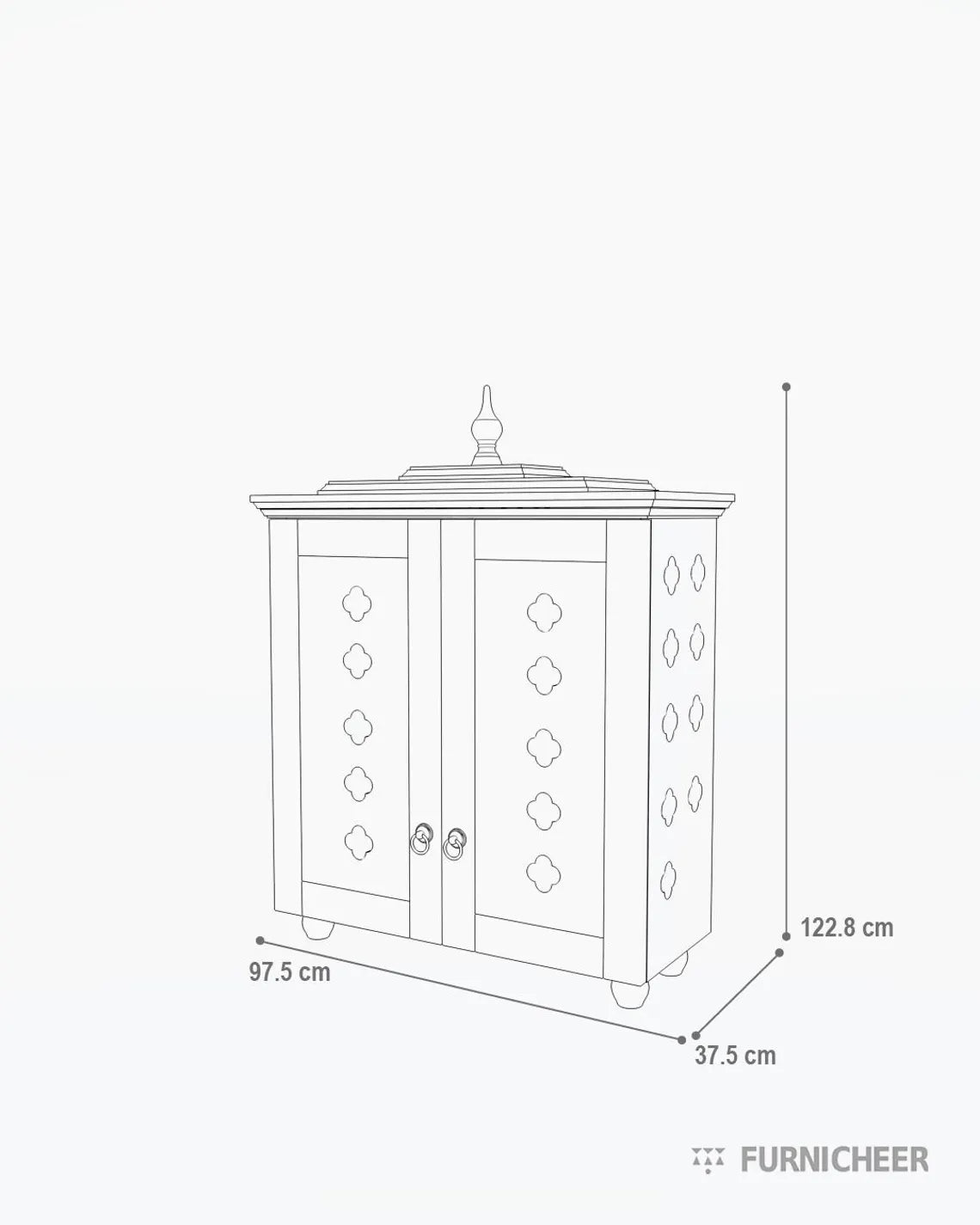 Handcrafted solid wood 2-step puja temple