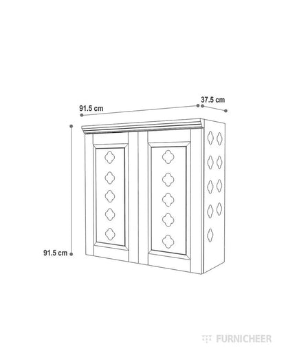 Wall mount puja mandir with door having flower