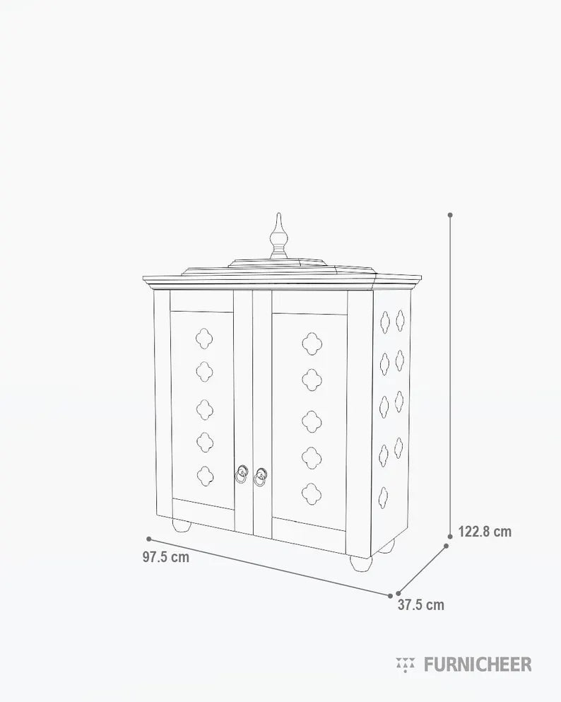 Handcrafted solid wood 2-step puja temple